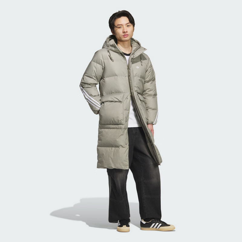 Adidas Originals 3S LONG DOWN U Unisex Long Down Jacket KF3698 Silver Gray S 4