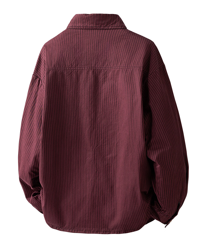 :CHOCOOLATE IT Pure Cotton Striped Long Sleeve Shirt Men Autumn New Loose Lapel Casual Jacket Shirt Beige L 6
