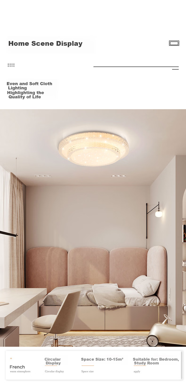 Midea Tri-Color Adjustable Ceiling Light, Bedroom Light, Full Spectrum LED Eye-Protection Lamp, San Ye Cao Simple Yipu PRO 5