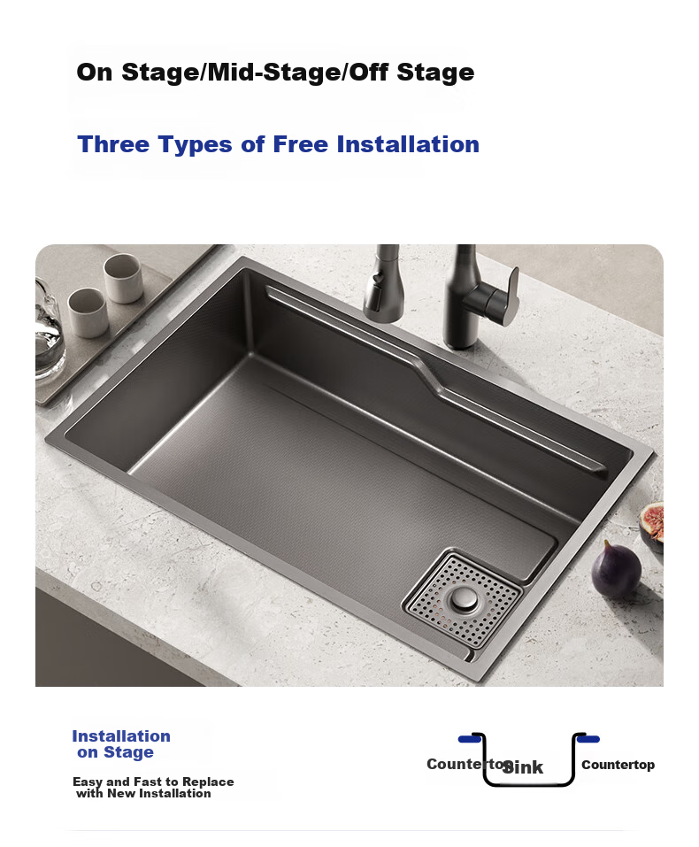 JOMOO Stainless Steel Embossed Filter Strainer Narrow-Edge Double-Sink Large Single Sink Kitchen Vegetable Washing Basin 75*43 Pull-Out Faucet 02373 20
