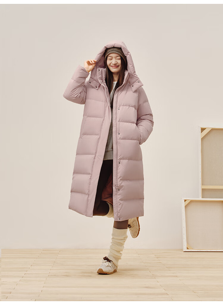 JD Original down Jacket for Women, 90% Duck Down, Puff Mid-Length Style, Fashionable Versatile, Winter New Thick Coat, Pure Gray, Size L 32