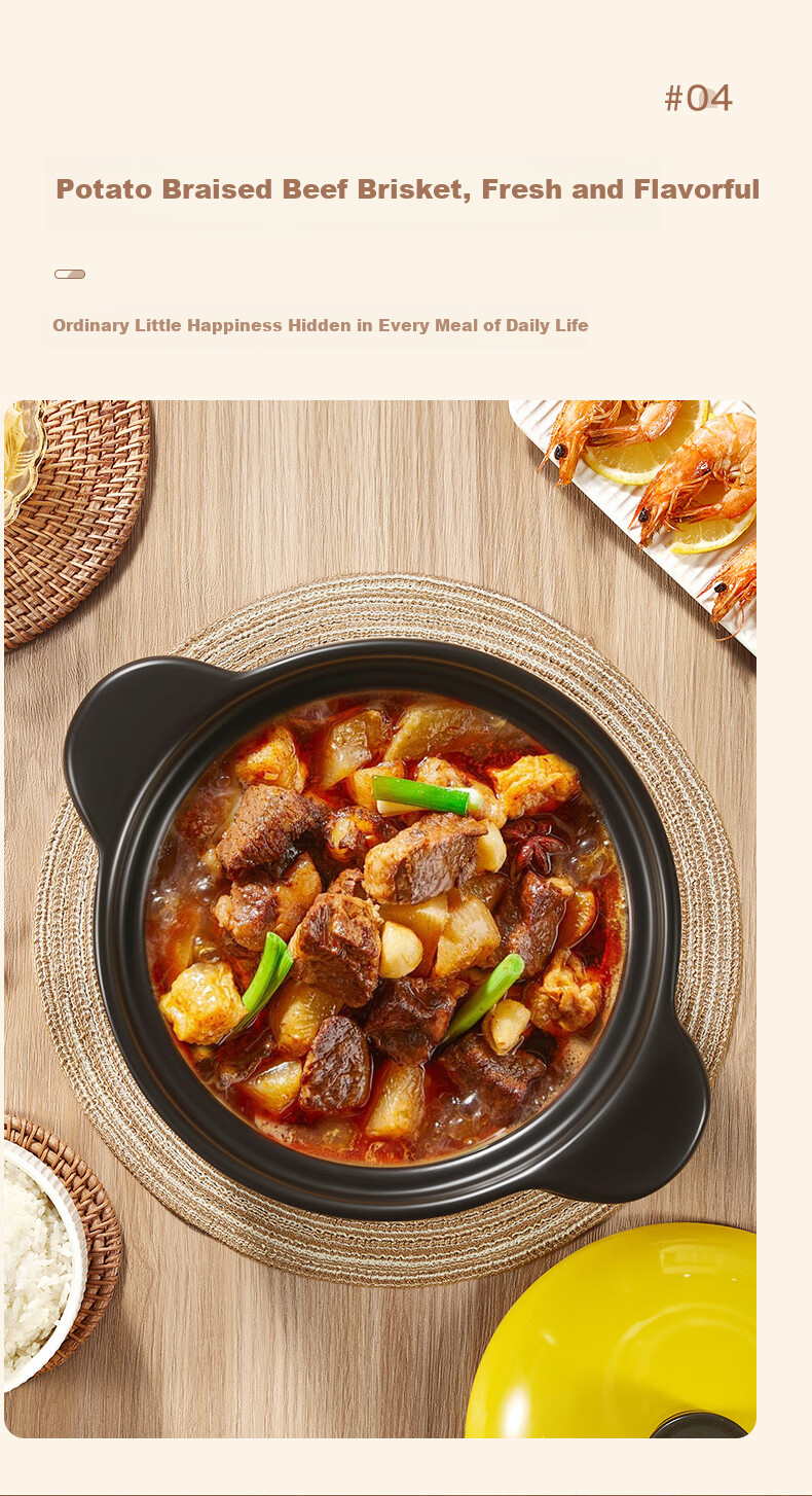 Royalstar Ceramic Casserole Pot for Soup, Heat-Resistant Dry-Burning Crack-Resistant Stew Pot for Home Use, Compatible with Gas And Open Flame Stoves, 6.8L Capacity 13