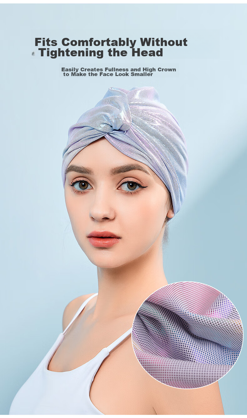 OMOM Swimming Cap for Women, Non-Binding, Long Hair Specific, Cute Korean Style, Adult Women's Trendy Design with Ear Protection And Enlarged Fabric 3
