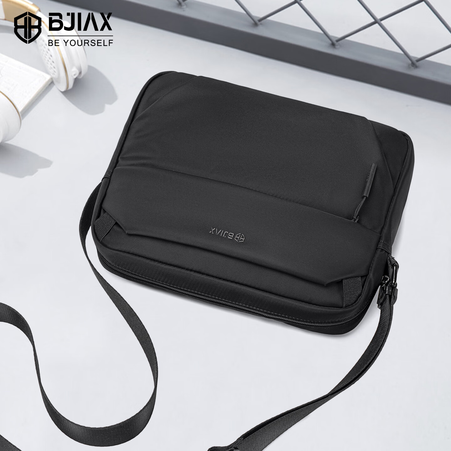 BJIAX Men's Crossbody Bag Large Capacity Commuter Portable Shoulder Bag Student Messenger Bag Black
