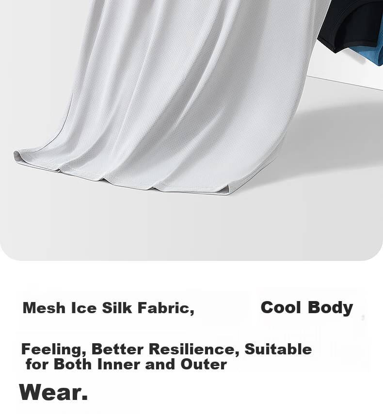 Hengyuanxiang Large Size Ice Silk Men's Tank Top, 10A Antibacterial Mesh, Autumn Wide Shoulder Sleeveless Undershirt, Breathable Quick-Dry Sports T-Shirt 2