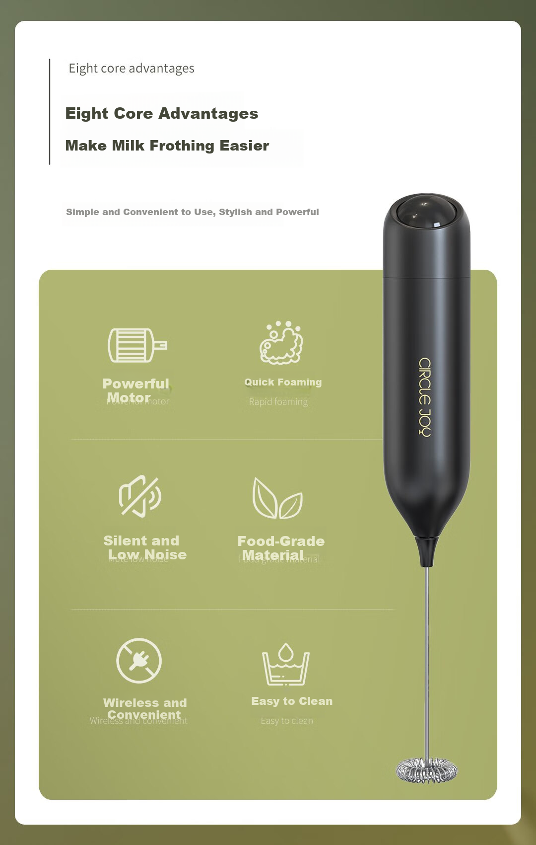 Circle Joy Star Moon Electric Milk Frother, Coffee Milk Frother for Home Use, Handheld Milk Frother, Egg Beater 2