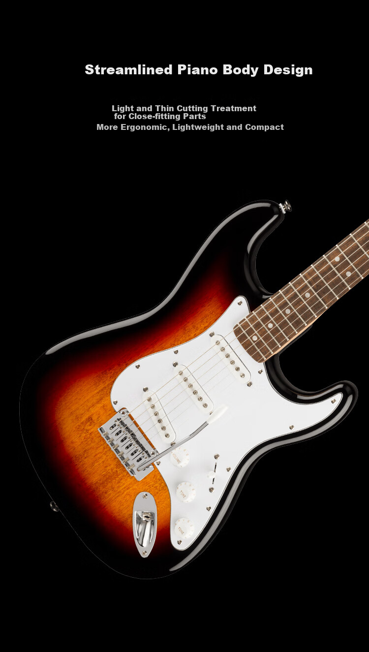 FENDER Electric Guitar SQ Affinity Series ST with Tremolo, Solid Maple Top, Olympic White 9