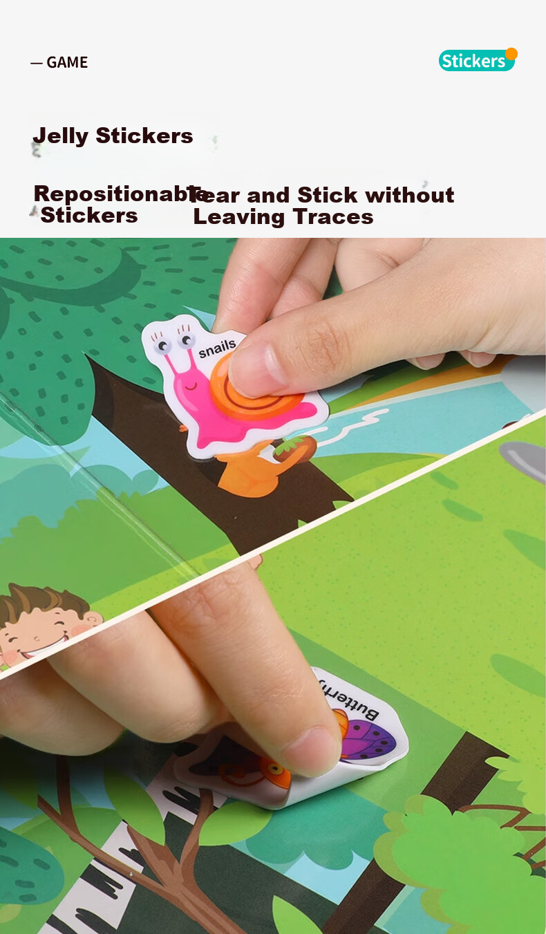 Babamama Fun Jelly Sticker Book, Children's Toy, Baby Stickers, Traffic Stickers, Adhesive Sticker Book Toy, for Ages 0-1 Years 3