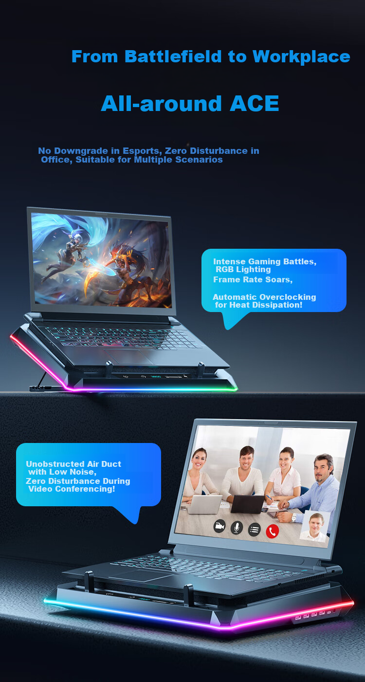 NVV Laptop Cooling Pad, Pressure Wind Cooling, Temperature Control And Noise Reduction, Gaming Laptop Stand, Suitable for Mechanical Revolution, Alienware, Lenovo Legion, ASUS ROG NF-13 15