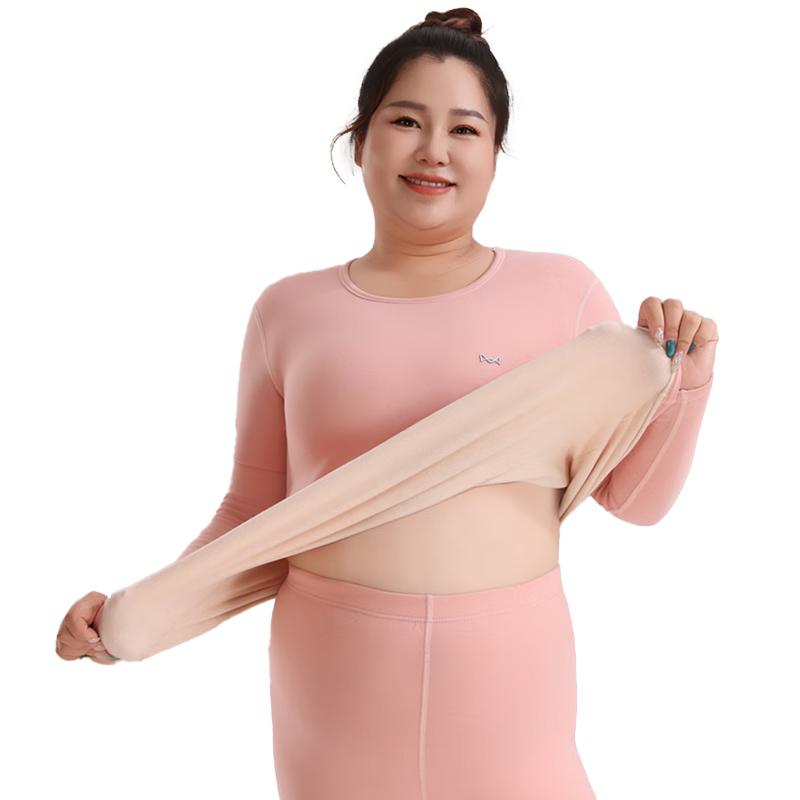 MiiOW Women's Cashmere Silk Thermal Underwear Plus Size Autumn Winter Fleece Thickened Warm Top