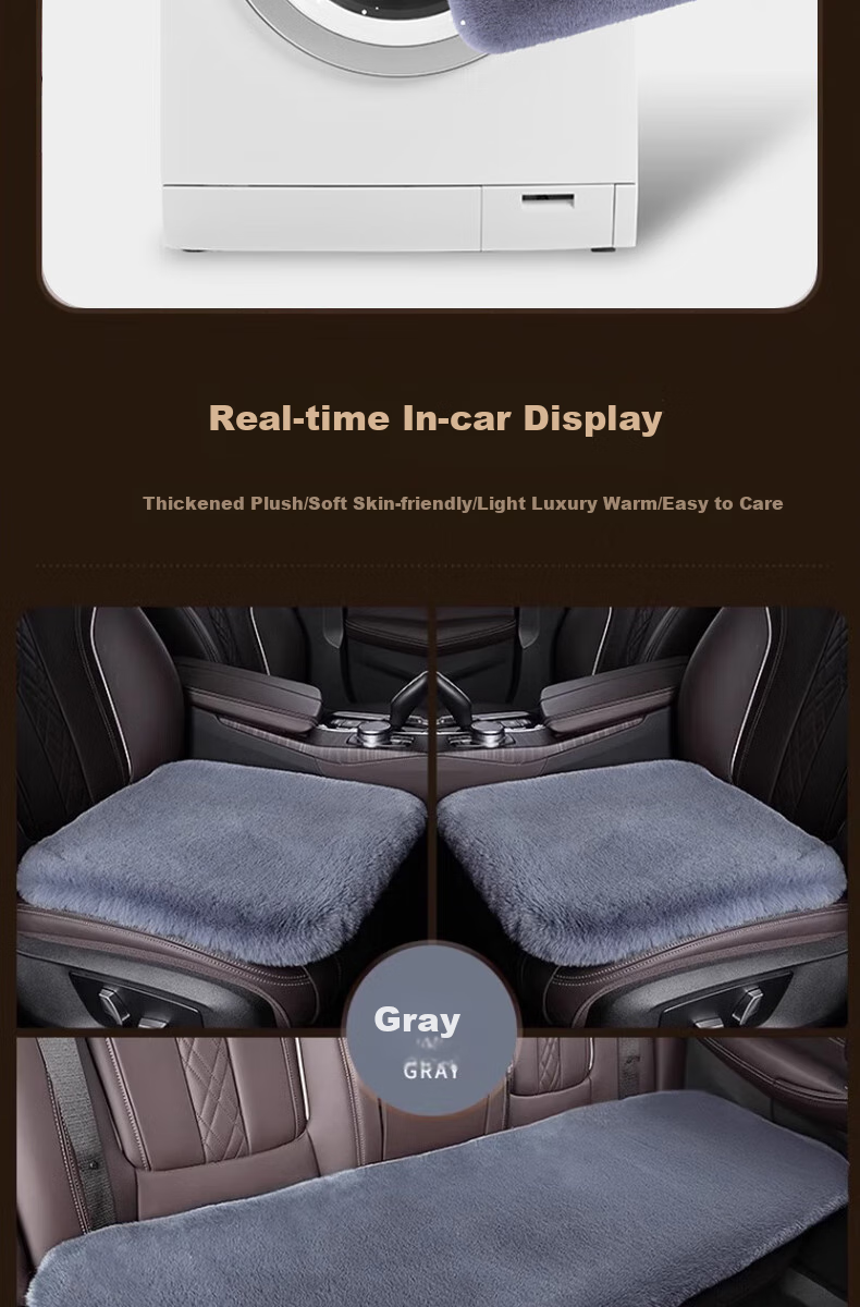 Jiabolan Winter Car Seat Cushion, Plush Thickened Short Plush Wool, Single Piece Backrest Pillow, Warm Rear Seat Commercial Vehicle Two-Piece Set 10