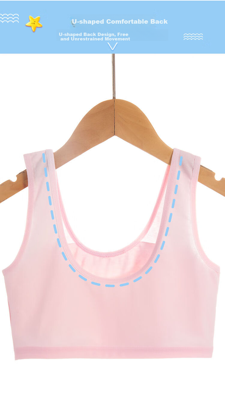 Dingguagua Girls' Underwear, Children's Underwear for Puberty, Summer Vest for Primary School Students, Bra for 9-12 Year Old Girls, Cotton First Stage Brassiere 8