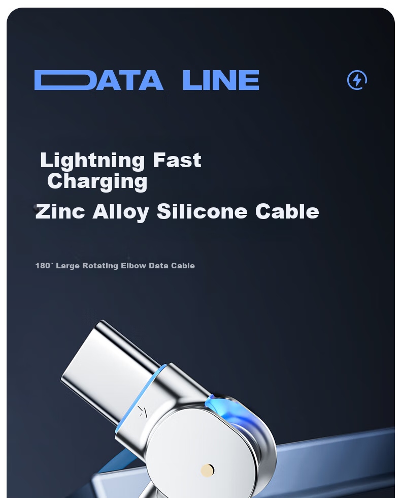 Nengshi Charging Cable, Type-C Data Cable, 100W Fast Charging, USB-C Flash Charging, 6A, Suitable for Huawei, Vivo, Xiaomi, OPPO, Honor Phones, Thickened, Rotatable Head, 1.5 Meters, Blue 1