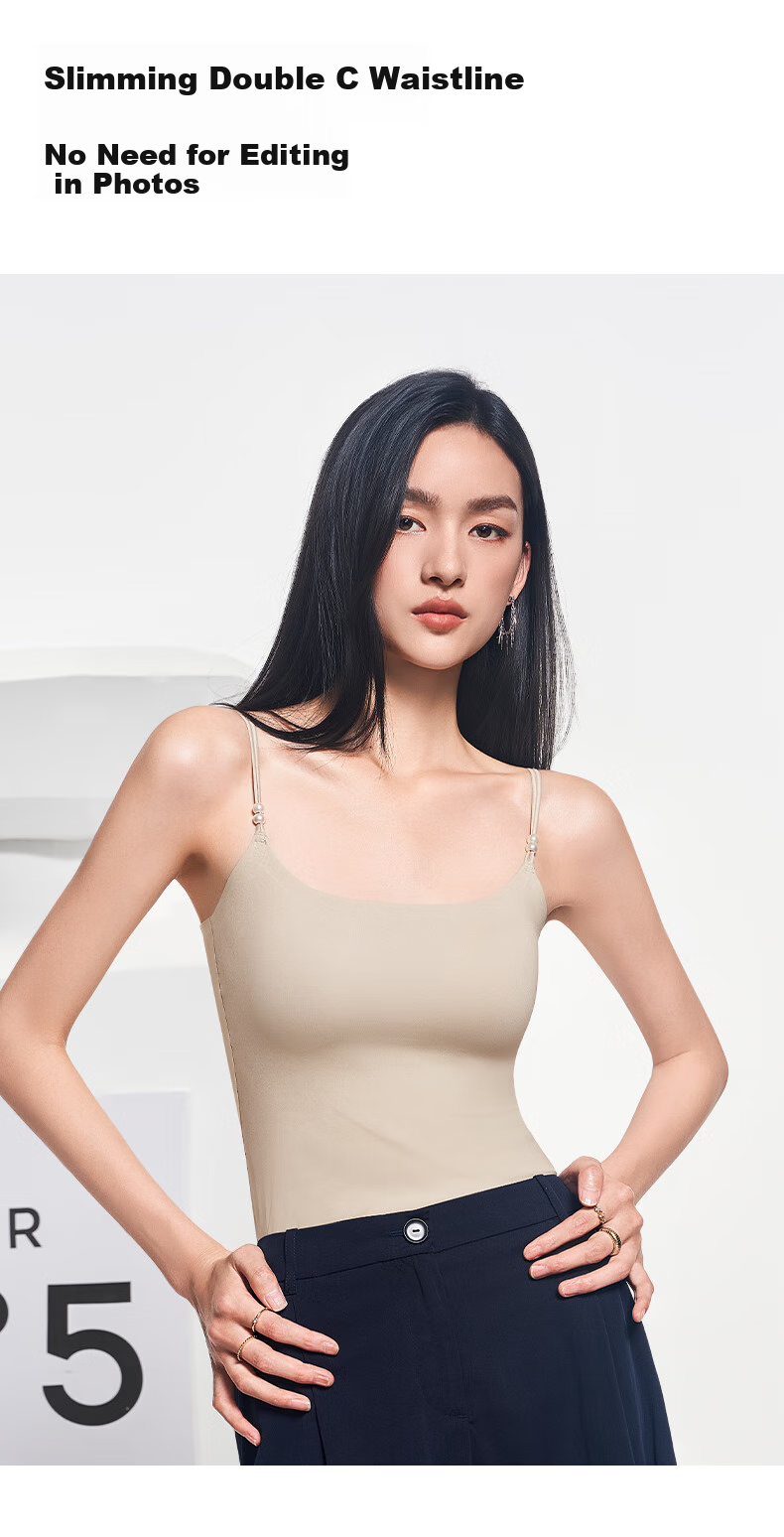 Caobenchuse Women's Camisole Bra with Built-In Cups, Backless Strap, Chest Pads, Pearl Straps, Versatile Spring And Summer Camellia Fragrance Gift Set 7