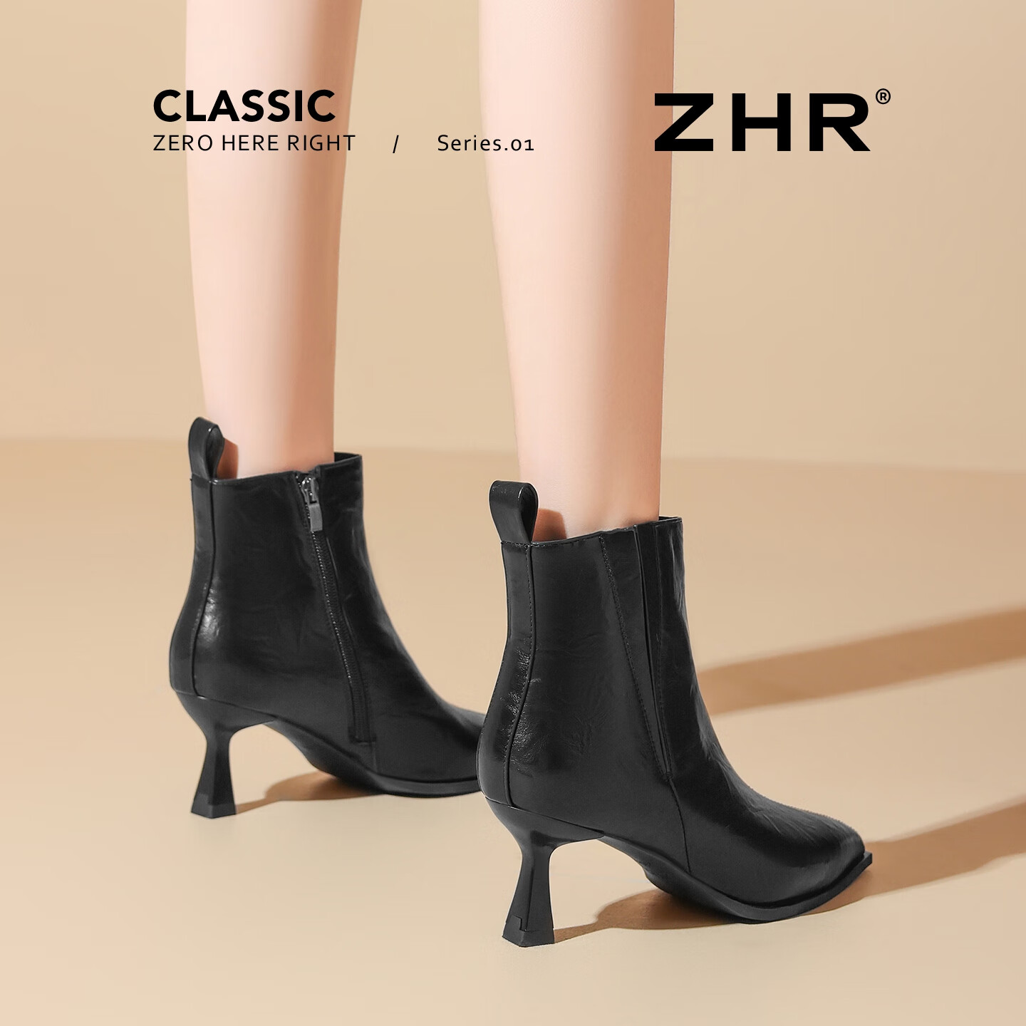 ZHR Women's Winter Vintage Elegant High Heel Thin Heel Ankle Boots Pointed Toe Height Increasing Boots BQ150A Black Size 34