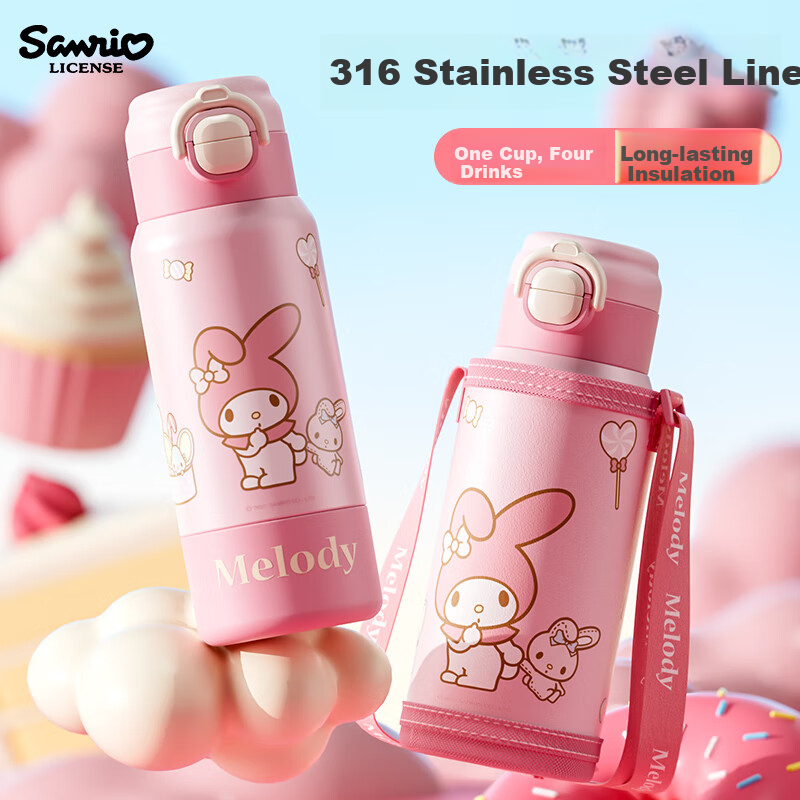Термокружка SANRIO, 580 мл, из нержавеющей стали 316, с функцией сохранения тепла, для детей, с удобной крышкой