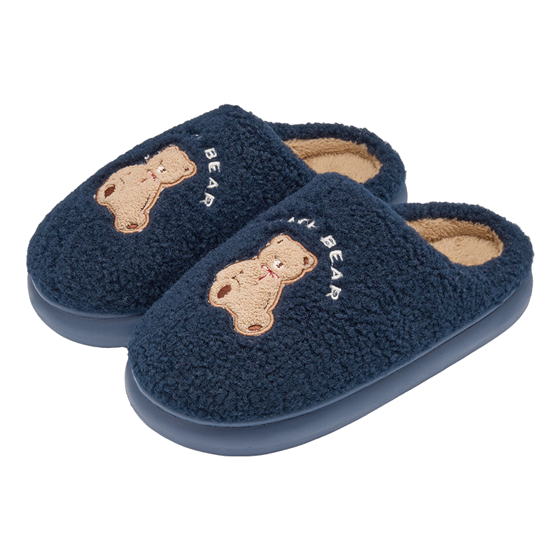 Grace Cute Cotton Slippers Women's Autumn and Winter Indoor Home Thickened Warm Anti-Slip Thick Bottom Slippers Women Winter