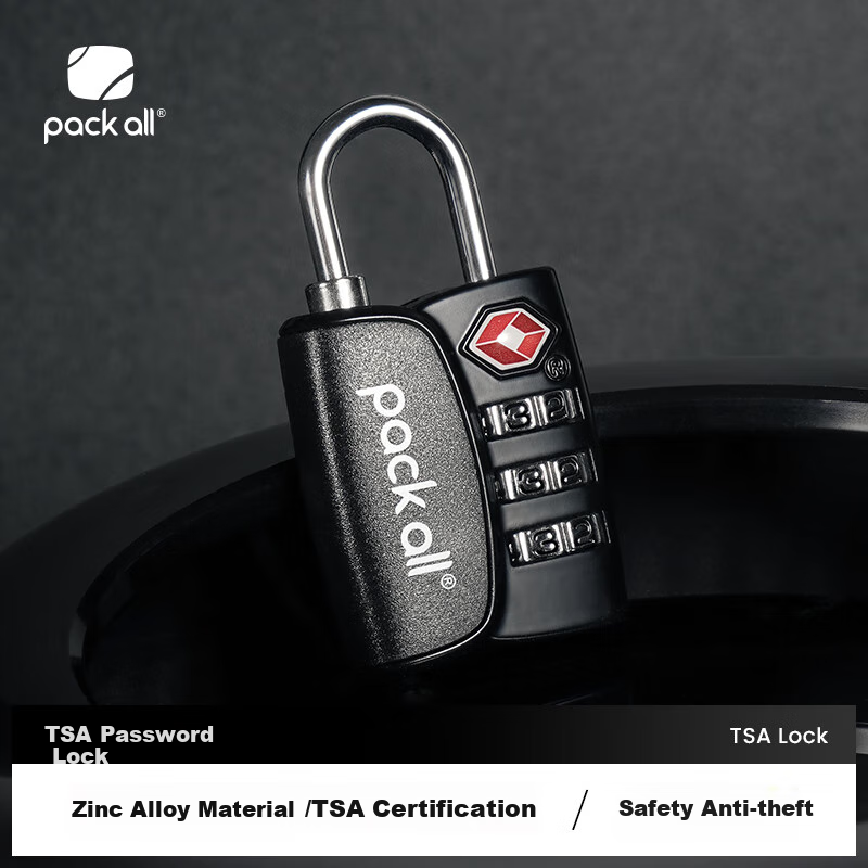 Pack All Travel Combination Lock, Three-Digit TSA Lock, Luggage Anti-Theft Lock, Dormitory Cabinet Password Lock Padlock, Black