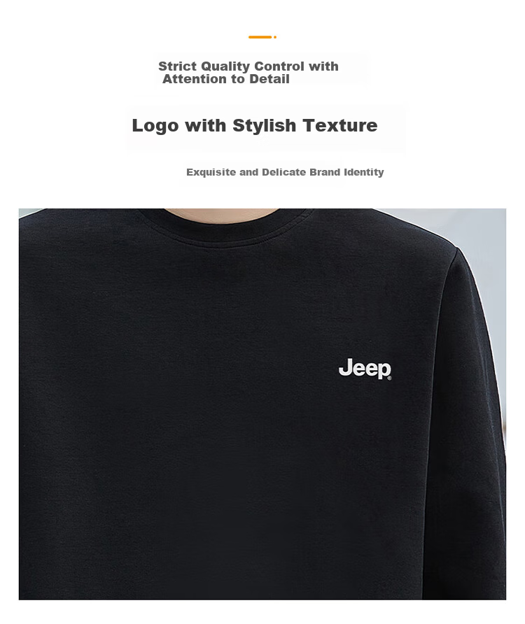 JEEP Men's Sweatshirt, Loose-Fitting Round Neck Undershirt for Spring And Autumn, Trendy Top, Men's Clothing, Black, 3XL 4