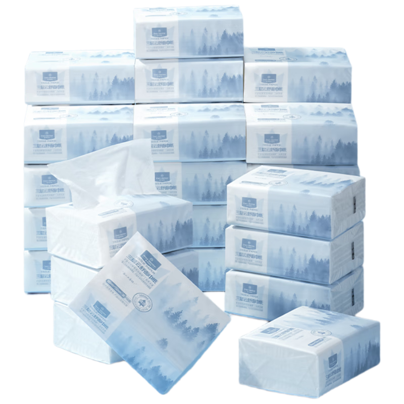One's Member 3-Ply Cloud Soft Facial Tissue 100 Sheets * 36 Packs Virgin Wood Pulp Paper Napkins Hand Towels