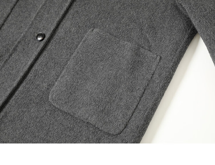 Demana College Style Winter Hooded Long Sleeve Mid-Length Wool Coat with Front Pockets and Open Placket 14