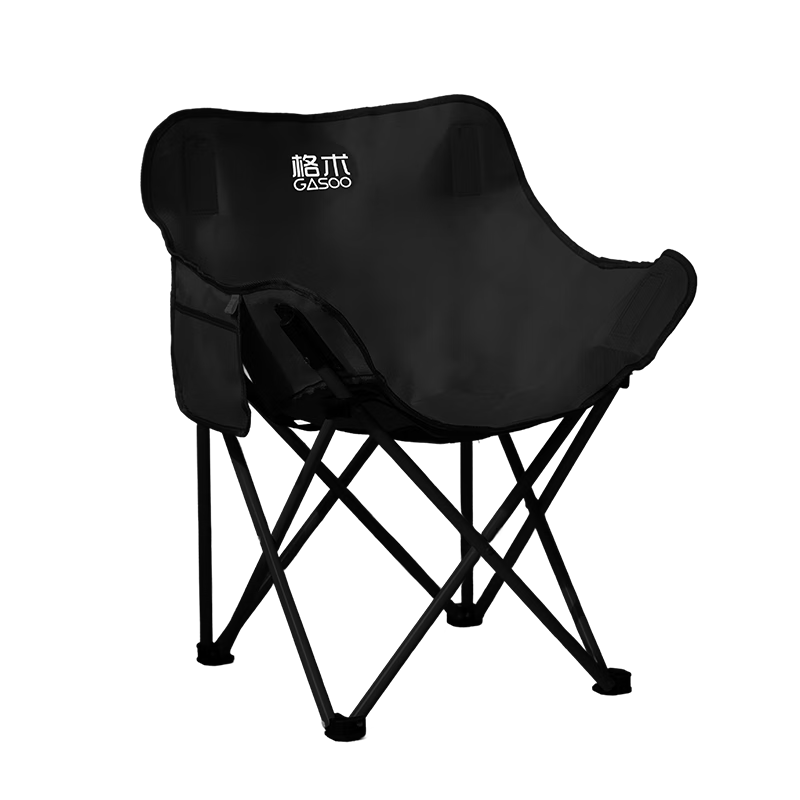 Gosoo Outdoor Folding Chair Camping Chair Double-Layer 900D Oxford Cloth Moon Chair Portable Fishing Chair Beach Chair Black