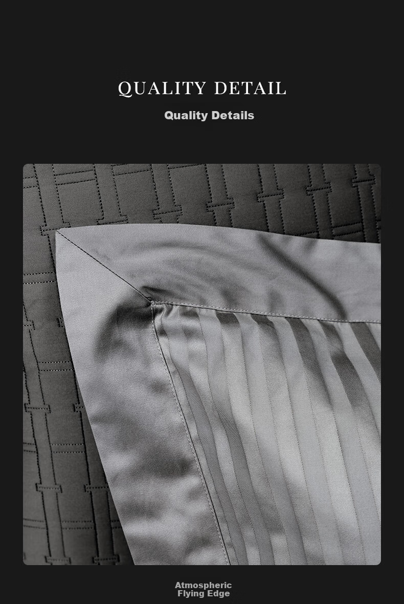 Canasin Hilton Hotel Four-Piece Bedding Set, Luxury 100-Thread Satin Pure Cotton [Fitted Sheet Style], Cream White, for 1.5-Meter Bed 15