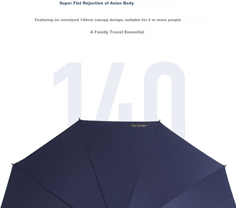 Tiantangshan Windproof Double Umbrella, Long Handle, 10 Ribs, Extra Large Size, Semi-Automatic Straight Pole, Suitable for Both Sun And Rain, Business Umbrella, Deep Navy Blue 6