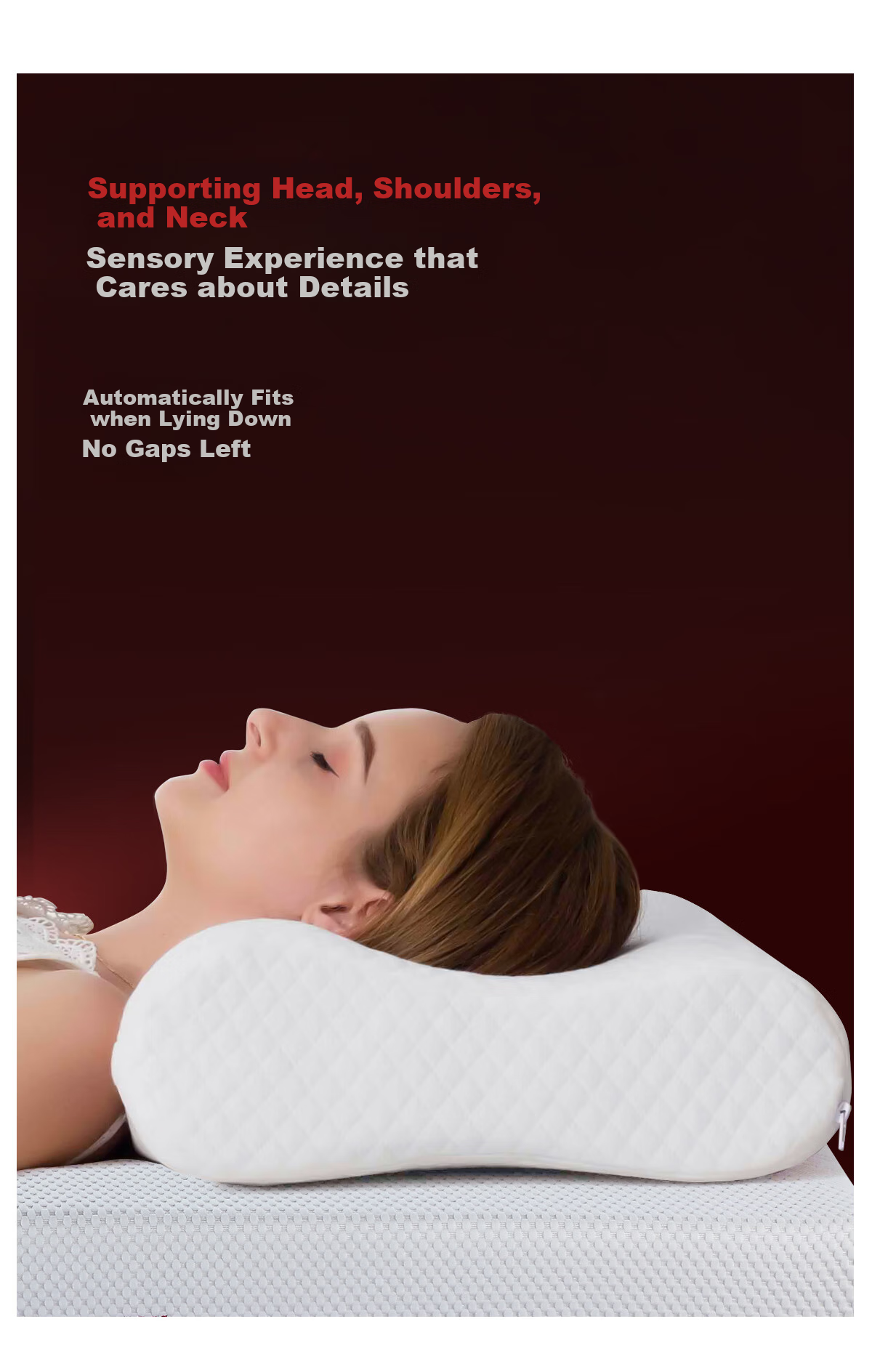 MLILY Zero Pressure Slow Rebound Memory Foam Pillow, Deep Sleep Gel Cervical Pillow Core, Single Person Curved Posture 0 Pressure Gel Pillow 5