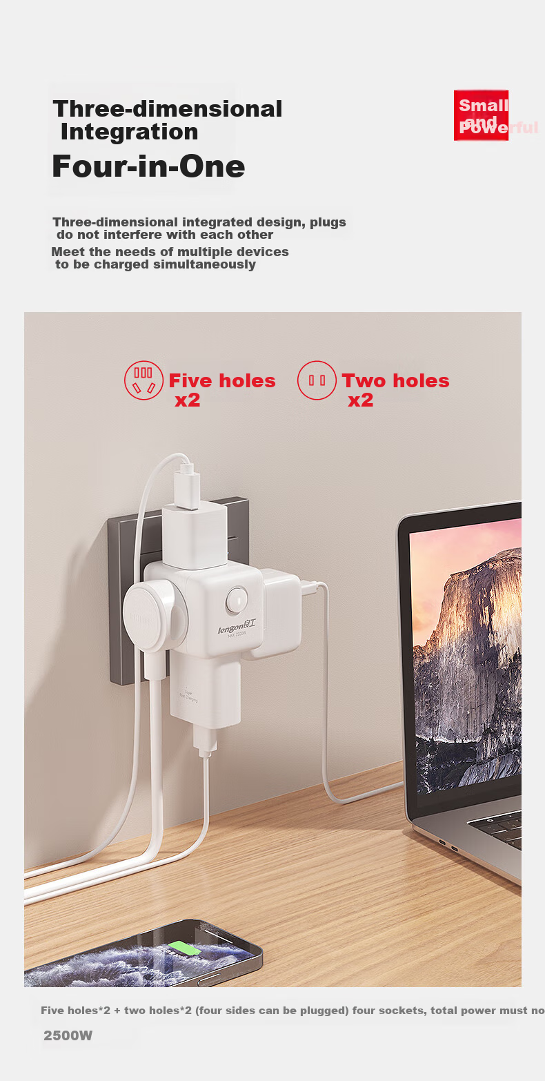 Lengon Wireless Magic Cube Socket/Adapter Converter/Multi-Outlet Adapter/Extension/Multifunctional Socket/Power Strip/Extension Cord/Q605 Black 3