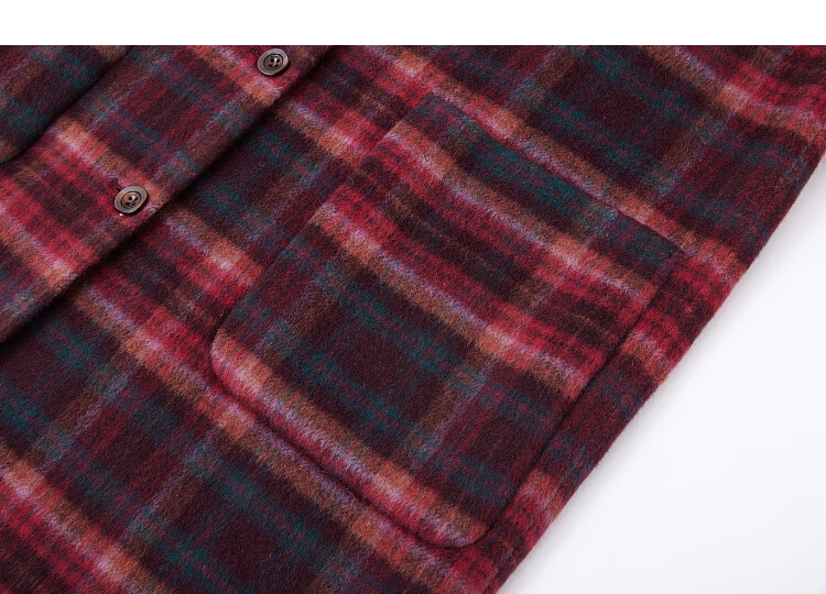 Demana Handmade Double-Sided Wool Blend Plaid Tassel Scarf Women's Winter Modern Lambswool Coat 3