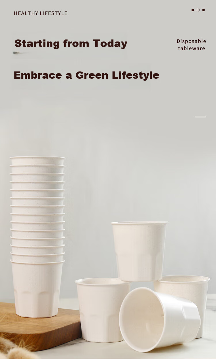Jiamo Disposable Cups, 170ml*40 Pieces, Eco-Friendly Rice Husk Cups, Disposable Tableware for Picnics And Camping, Thickened Cups 1