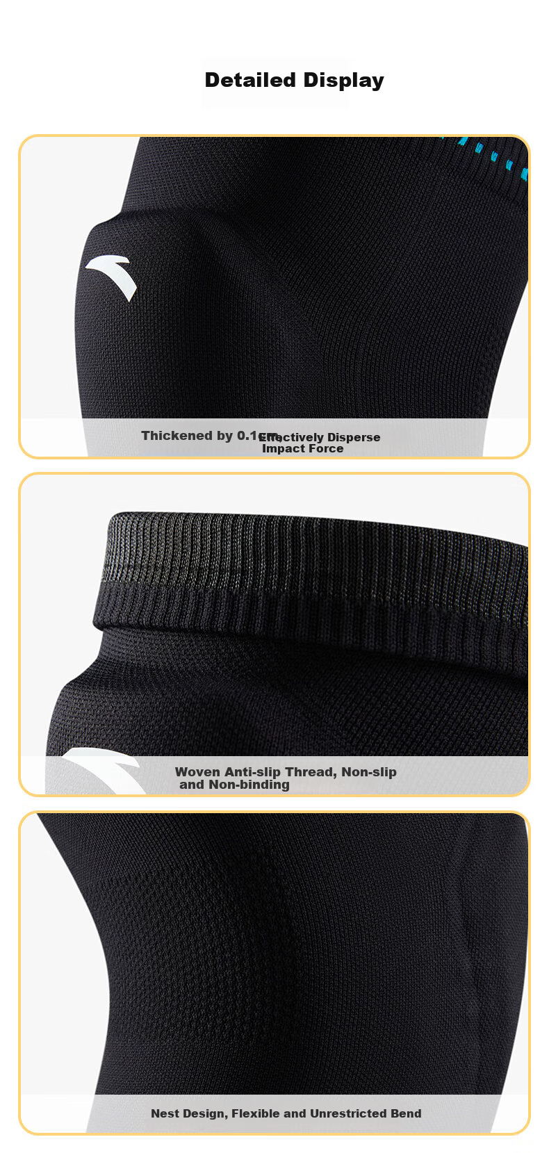 ANTA Children's Knee Pads, Sports Protection, Patella Injury Prevention, Knee Meniscus Guard, Warmth, Basketball, Running, Soccer, Black, Size L 10