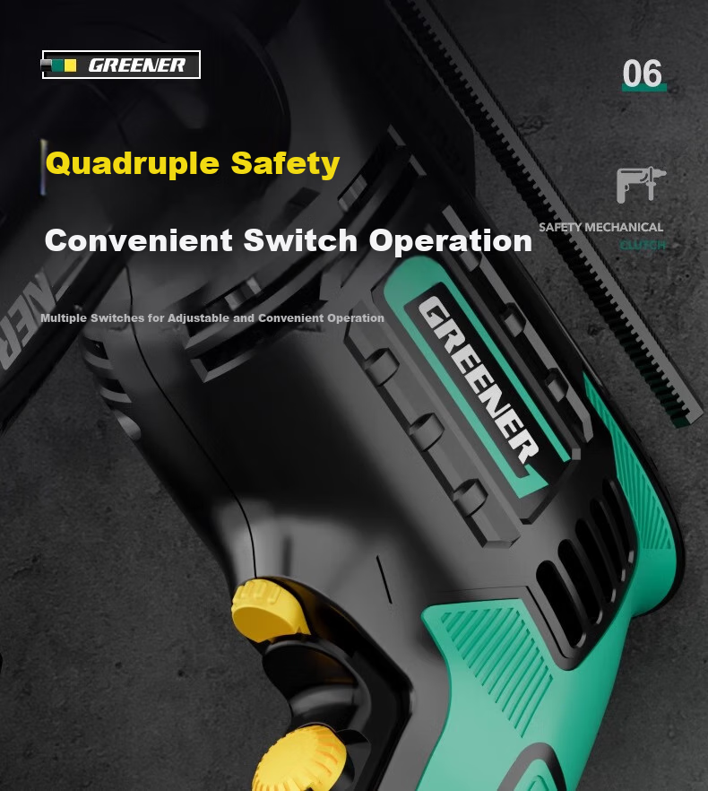 GREENER 710W Impact Drill, Electric Drill for Holes in Concrete, Household Electric Drill, Power Screwdriver, Wall Drilling, High-Power 14