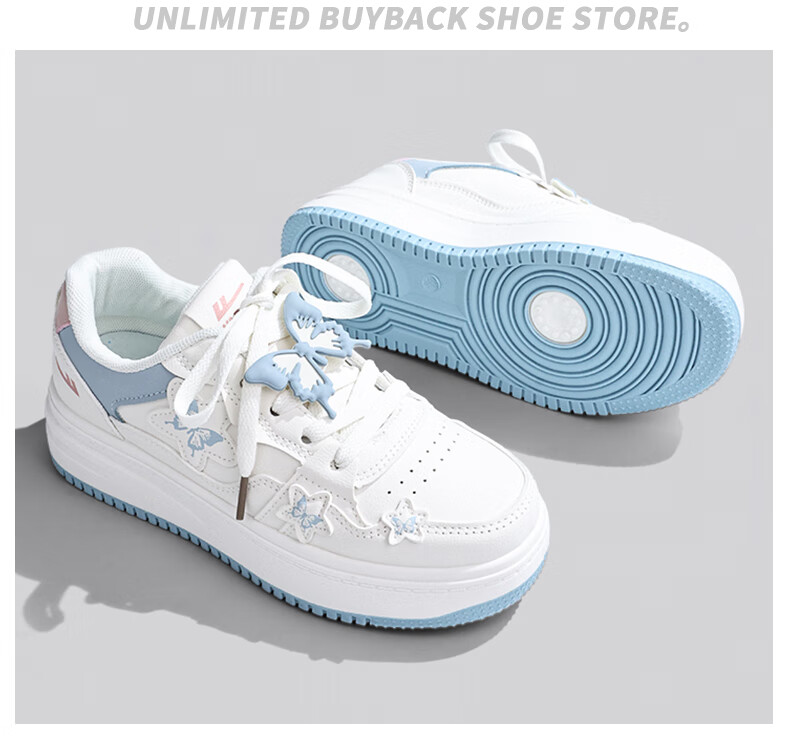 Warrior Butterfly Women's Autumn New Versatile Creamy Fufu Thick Sole White Sneakers Canvas Shoes Mesh Student Shoes Off-White 37 7