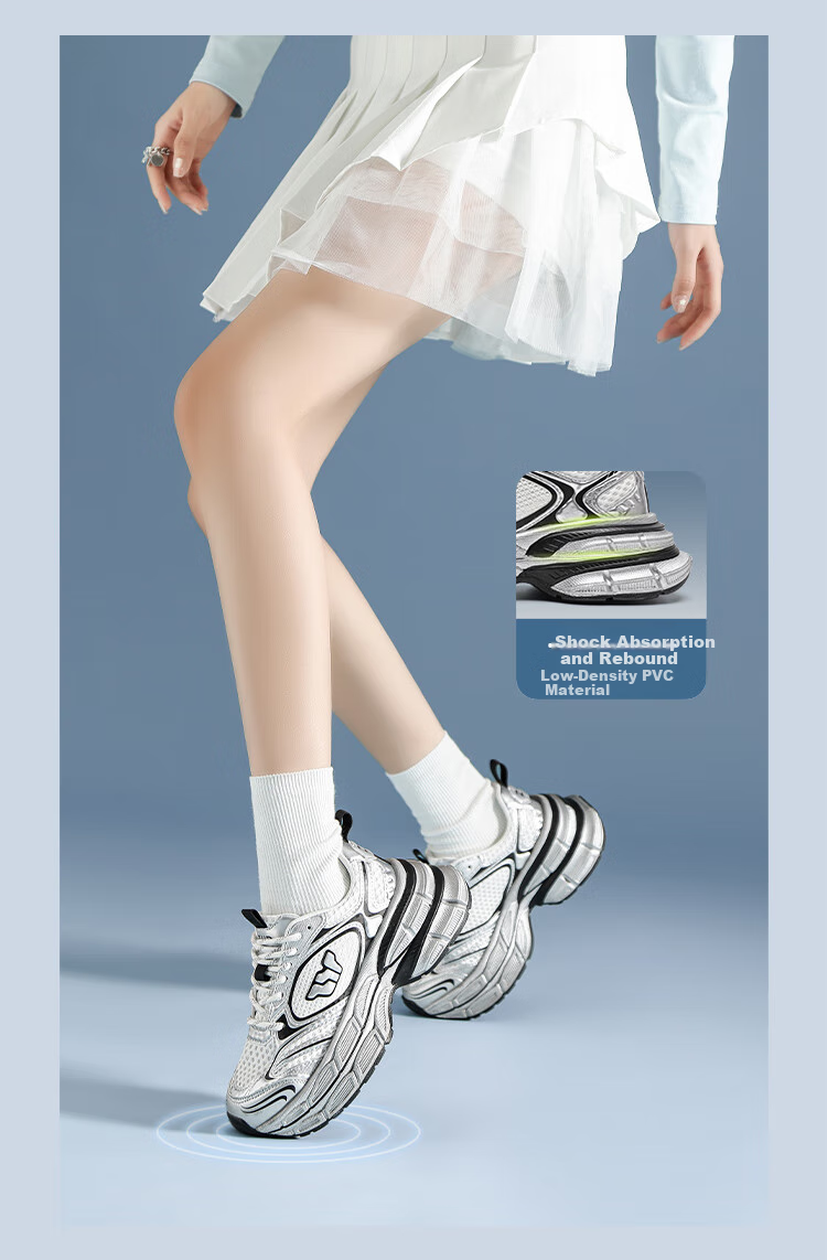 ZHR Celebrity-Style Chunky Dad Sneakers for Women, Lightweight Height-Increasing Women's Shoes, Sports Casual Shoes for Couples AS16 Silver Size 43 14