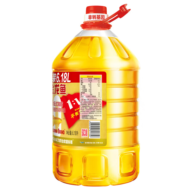 金龙鱼 食用油 非转基因 金标 黄金比例零反式脂肪食用植物调和油6.18L
