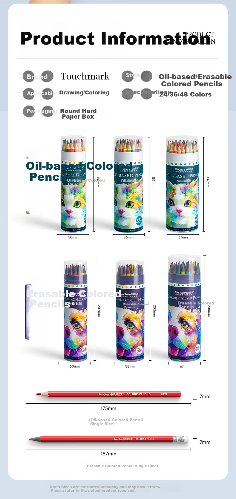 Touch Mark 36-Color Oil-Based Colored Pencils for Students, Art Drawing, Children's Coloring, Sketching, Boys and Girls Birthday Gift, Outdoor Sketching, Kite Drawing Colored Pencils 12