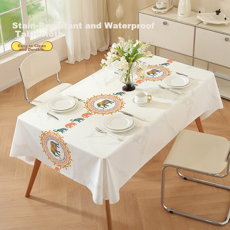 Jingxun Tablecloth, Waterproof And Oil-Proof Dining Table Cover, Simple Style, Washable Table Mat, Coffee Table Pad, 137*183cm