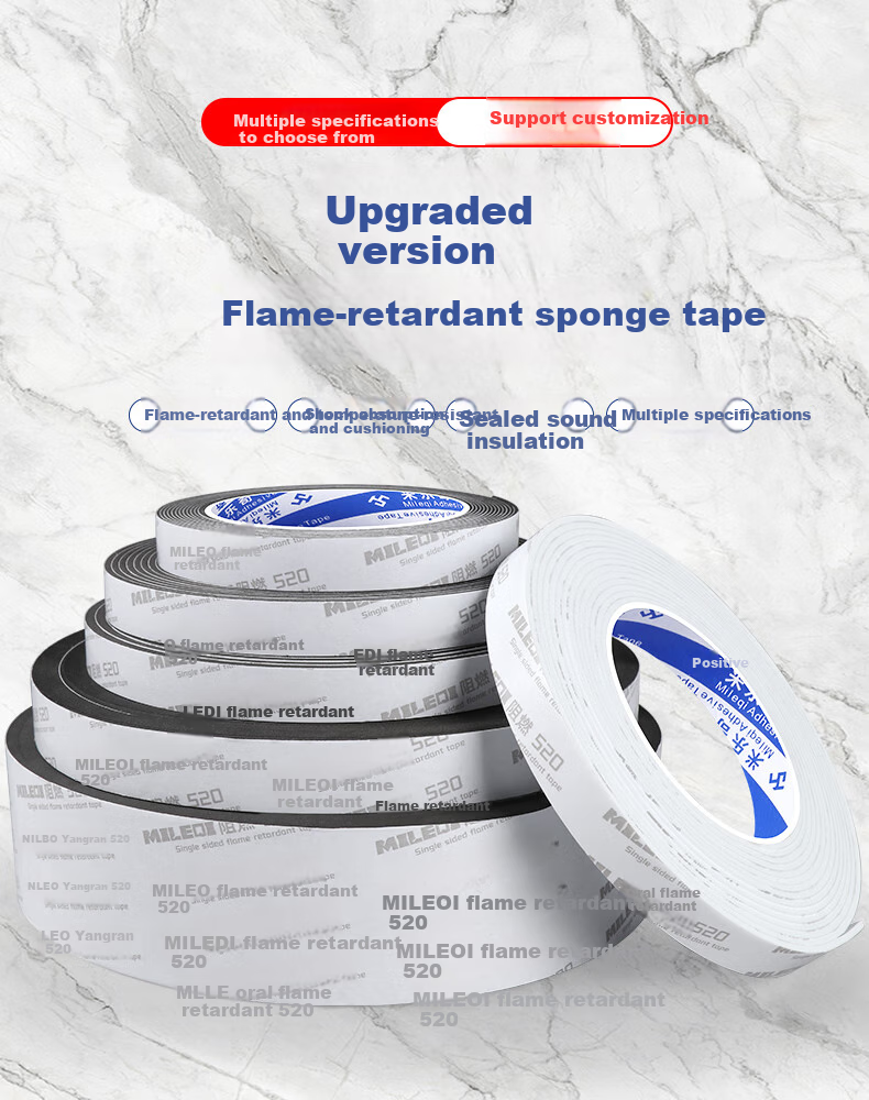 Mileqi Single-Sided Sponge Tape for Kitchen Stove Gaps, Waterproof Self-Adhesive Flame-Retardant Sealing Shock-Absorbing Black - 15mm Thick - 50mm Wide - 2m Long, 1 Roll 2