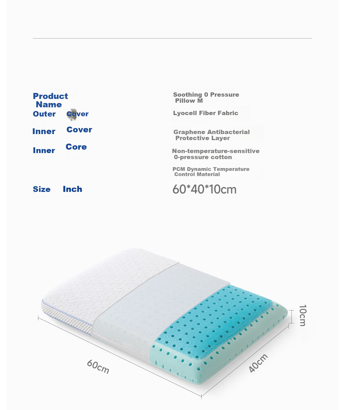 MLILY Memory Foam Pillow, Zero Pressure Slow Rebound Gel, Deep Sleep Cervical Pillow, Pillow Core, Single Person Comfortable Sleep, Zero Pressure Pillow, S Size 11