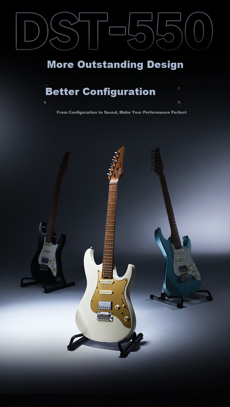 DONNER DST 550 Electric Guitar for Beginners, Intermediate Level, Adults, Men And Women, Electronic Guitar for Rock Music, Tiger Pattern Amber 3