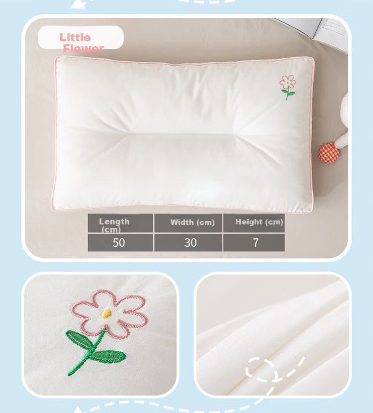 Dohia Pillow, All-Cotton Antibacterial Washable Children's Pure Cotton Comfortable Soft Pillow Core, Low Pillow Single Piece 60*40cm 23