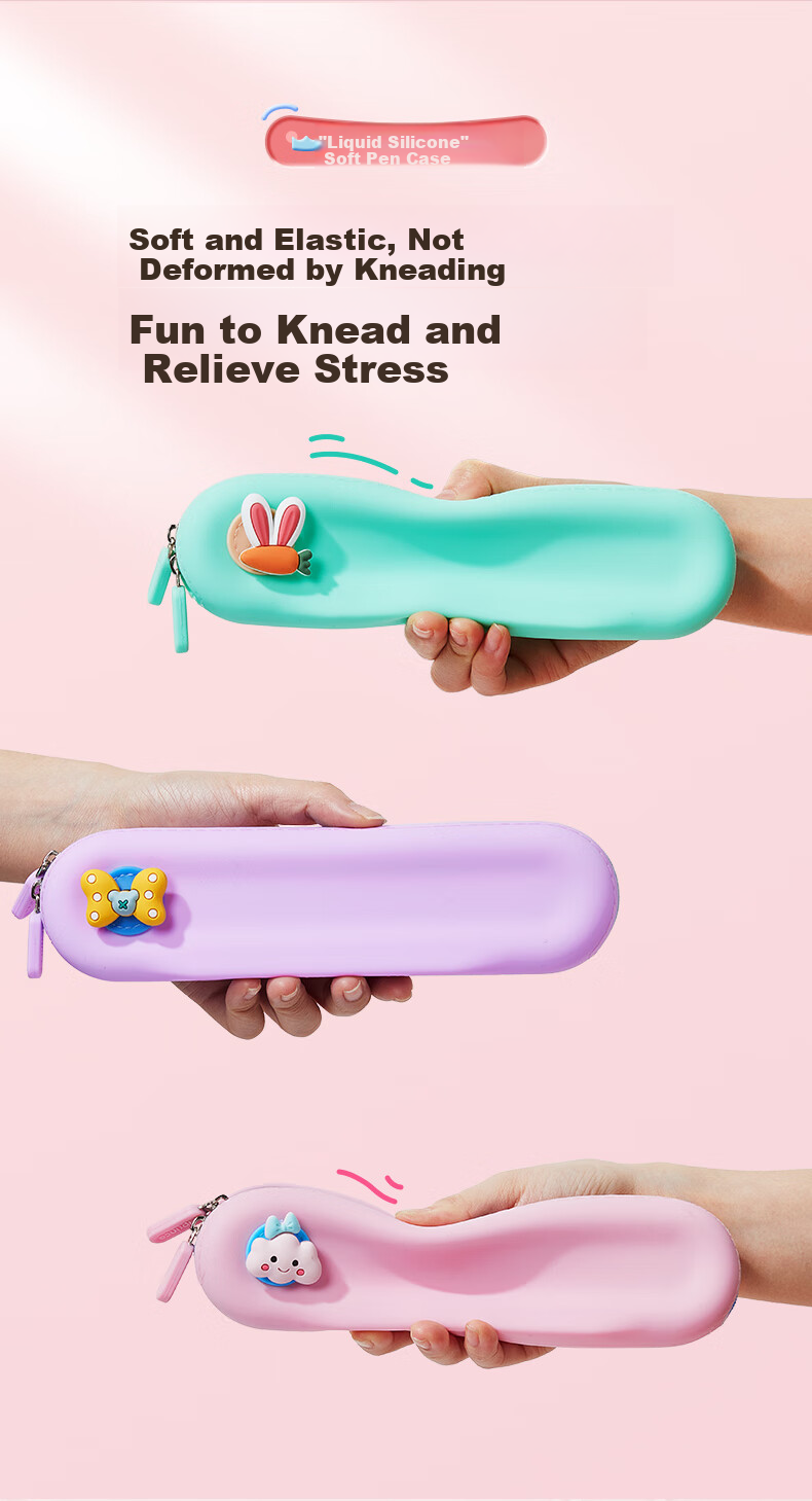 Maotaizi Liquid Silicone Pencil Case, Creative And Stylish Ins-Style Design for Students, Kindergarten Pencil Box, Simple First Grade Children's Pencil Case for Boys And Girls, Stationery Bag, Chrysler Blue 4
