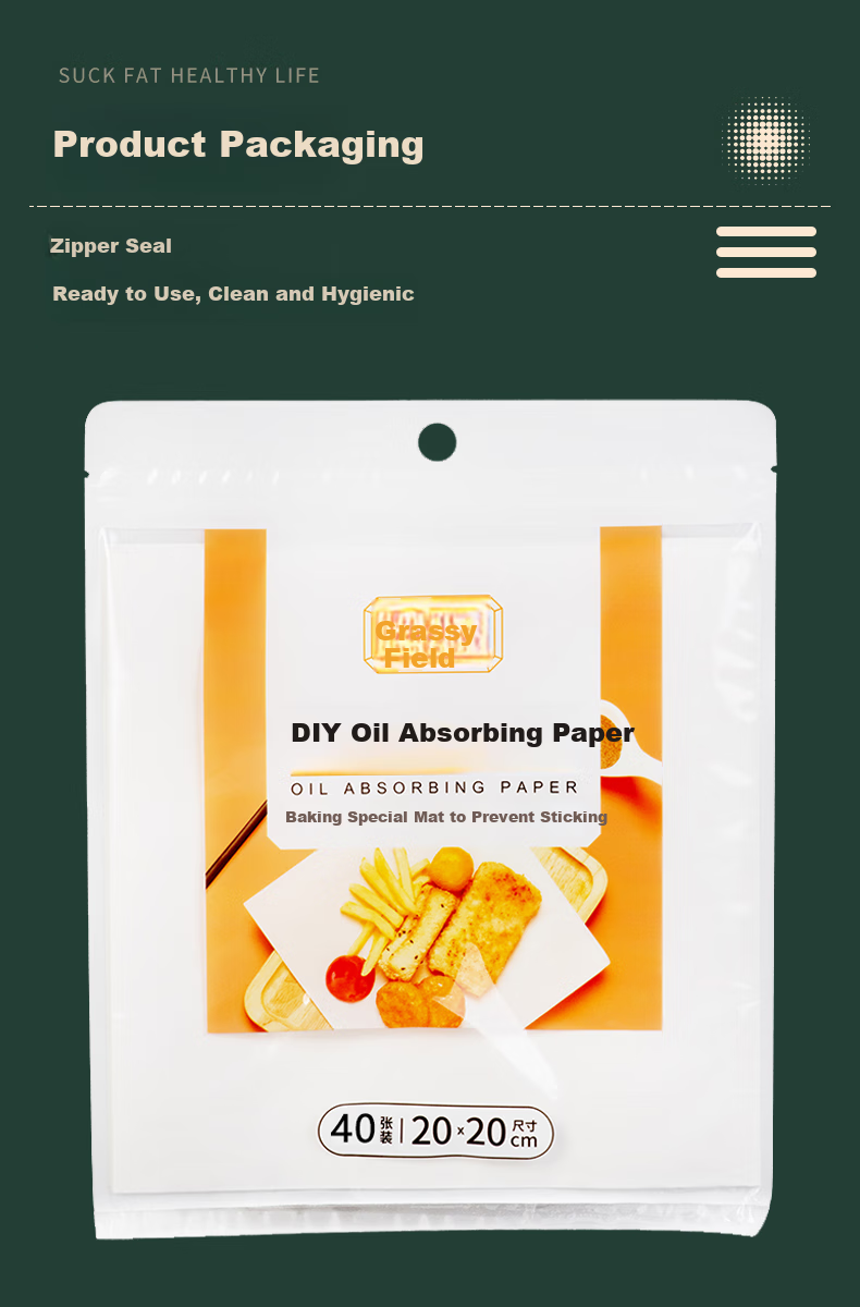 Fangcaodi Food Oil-Absorbing Paper, 40 Sheets, Filter Paper, Oil Strainer Paper, for Barbecue, Baking, Cooking, Soup Making, Oil Removal Paper, Cooking Oil Separator Paper 7