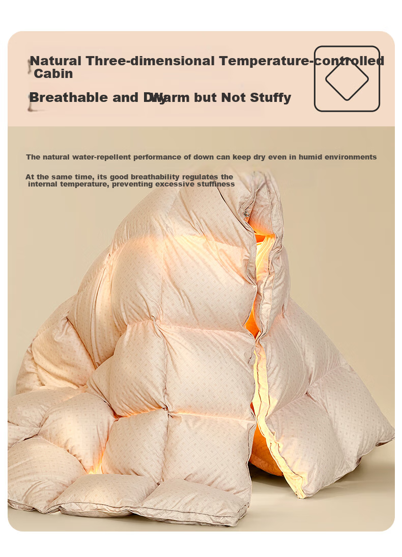 LOVO Luolai Home Textiles, 95% White Goose Down Duvet, 1150g Filling, 220*240cm, White 3