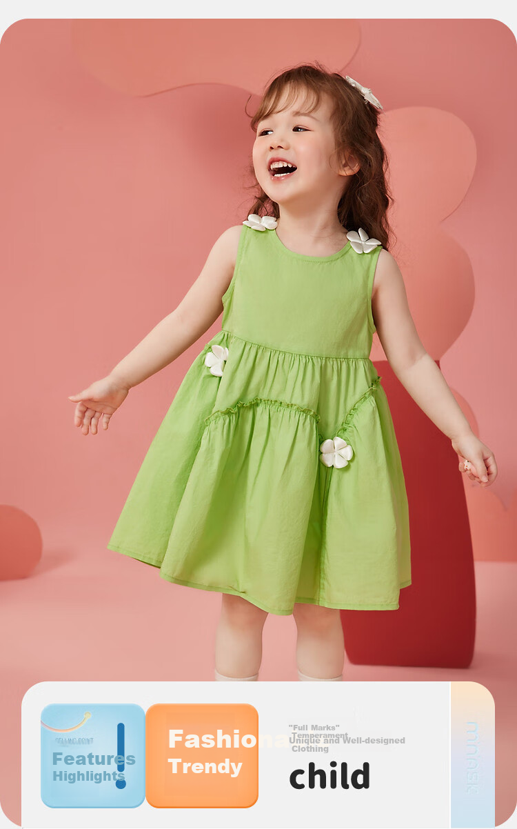 ASK JUNIOR Girls' Summer Dress, Children's One-Piece Dress, Toddler Fresh Spaghetti Strap Dress, Vacation Princess Dress 2