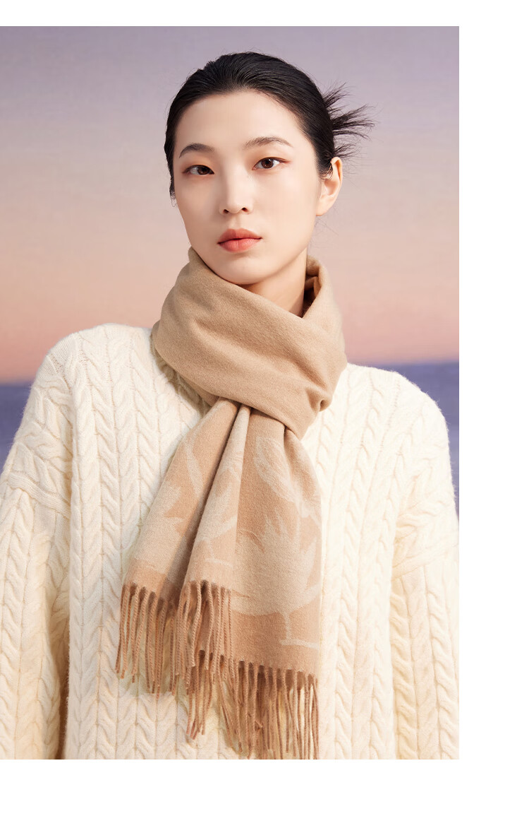 Hengyuanxiang Women's Cashmere Scarf Autumn Winter Double-Sided Warm Wool Neck Warmer Qi Ji Red Birthday New Year Gift 10