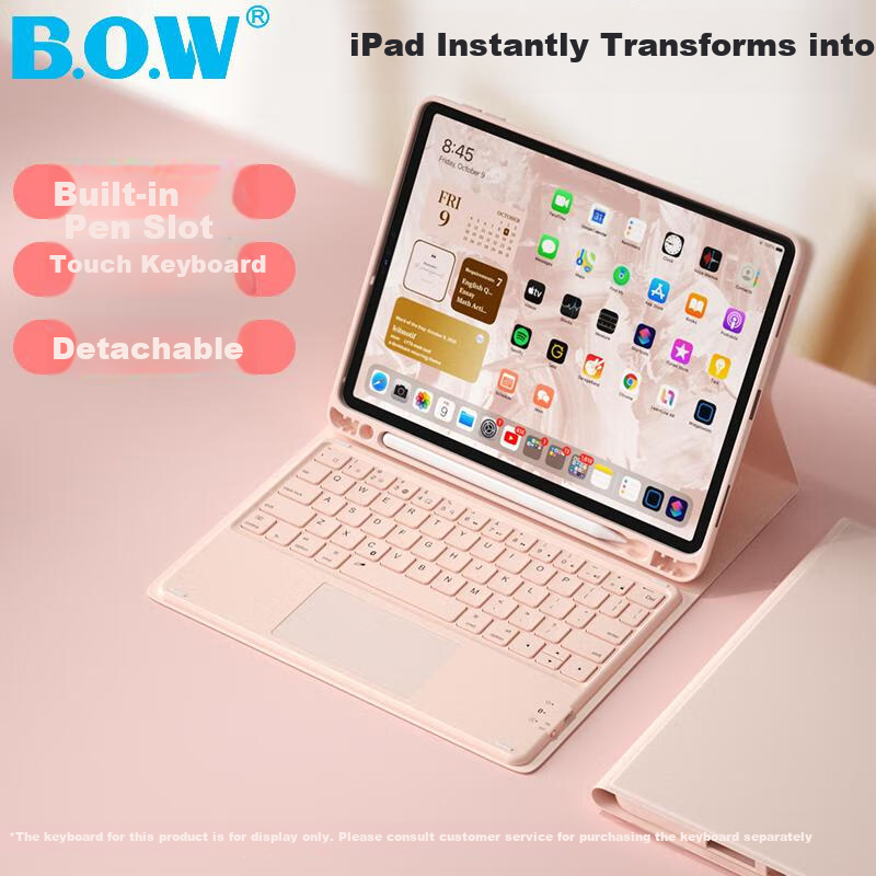 B.O.W Hangshi HC018 Protective Case for IPad 2019/20 Universal 10.2-Inch Tablet Case Compatible with Apple Air4/5, Detachable Magnetic Case for 10.2-Inch with Pencil Holder, Lavender Purple