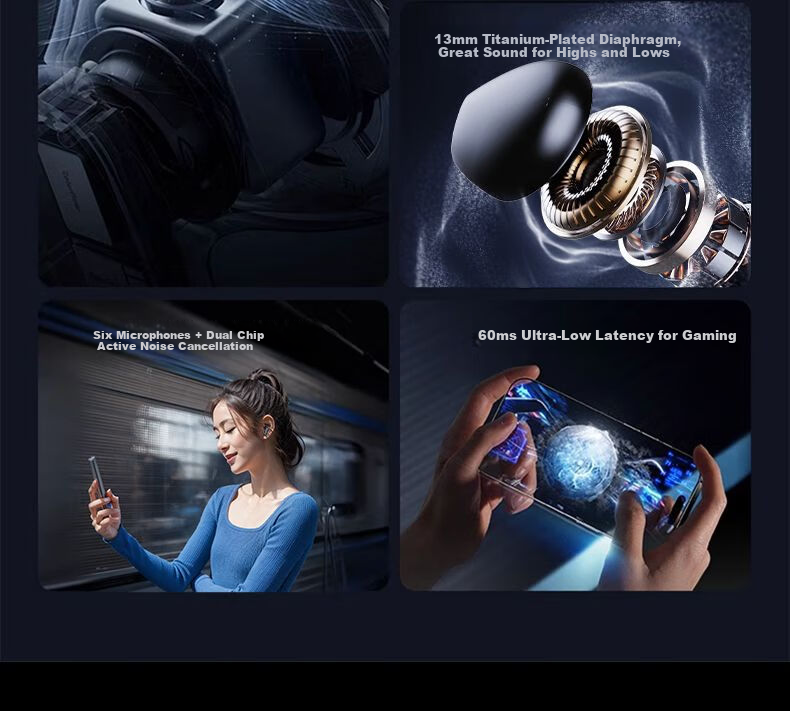Nuobixing [Berlin Sound | 2025 New Model] Pro13 Semi-In Wireless Bluetooth Earphones for Running, Sports, Noise Reduction, High Sound Quality, Comfortable for Long Wear, Compatible with Xiaomi, Black 3